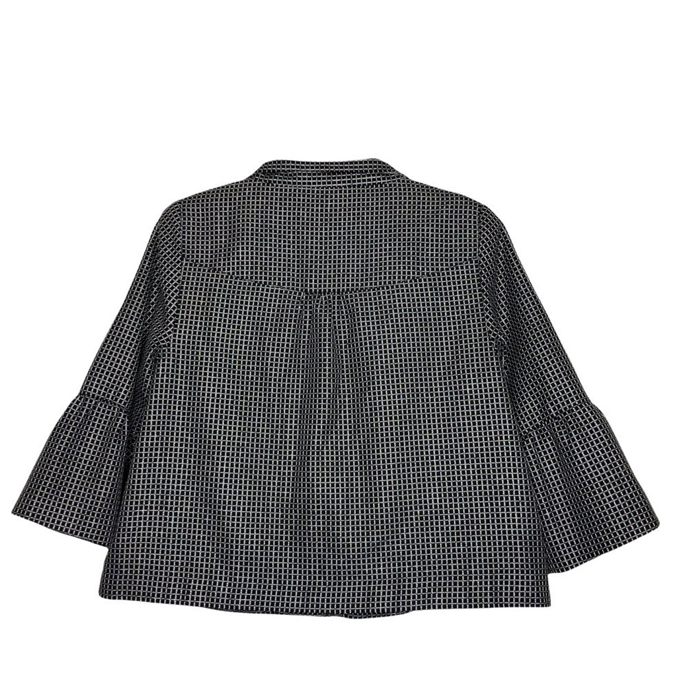 Studio WORKS Black, White & Silver Bell Sleeve Button Front Blazer - Size Large - Picture 2 of 6